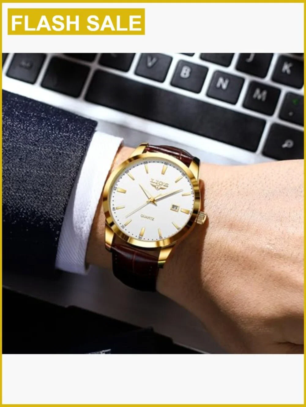 Men's Vintage Chronograph Quartz Wrist Watch Luminous Date Display Leather